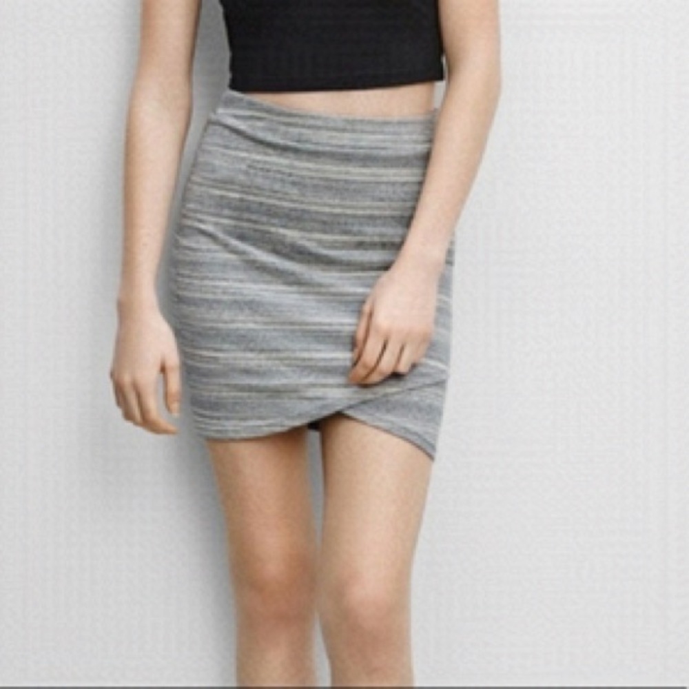 Talula Gray Asymmetrical Wrap Mini Skirt
